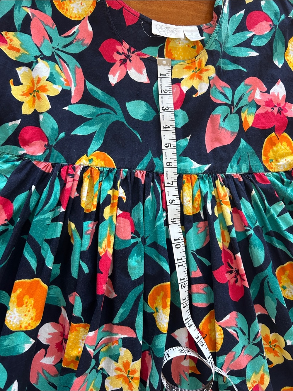 Tropical Fruit Print Tiered Midi Dress ULTIMATE SUMMER Size M - Picture 12 of 15